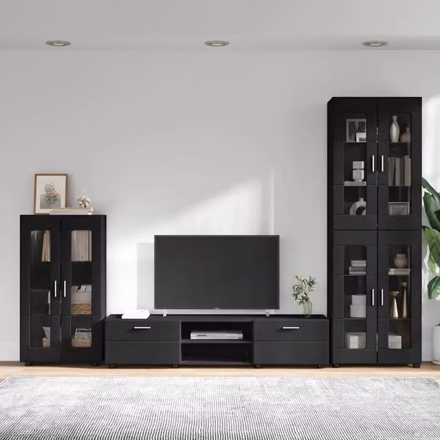 Set mobile TV FLORIN 3 pz Nero Legno ingegnerizzato 3397955