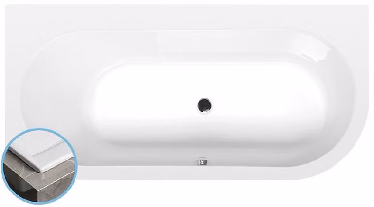 Vasche da bagno Polysan - Vasca asimmetrica, 1650x800x480 mm, sinistra, bianco 33611S