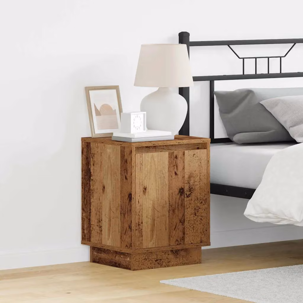 Set di 2 comodini vidaXL in legno marrone con illuminazione integrata, stile moderno, L: 39 cm, P: 34,5 cm, H: 50 cm