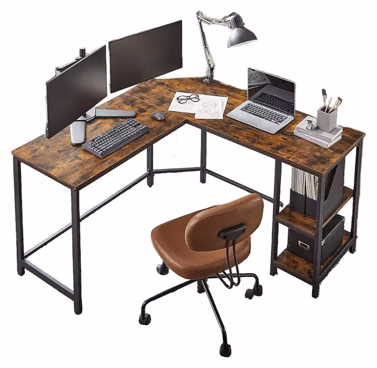 Scrivania a forma di L per computer – scrivania per ufficio e gaming – salvaspazio – 138 x 138 x 75 cm