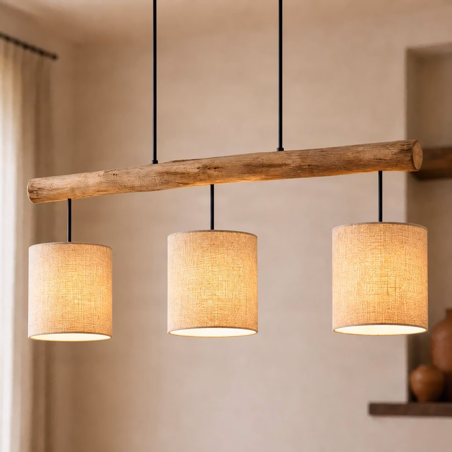 Lampada a sospensione Jorvan Lucande, dimmerabile, Bianco / Opale, Soggiorno / Sala da pranzo, Tessuto / Stoffa / Seta, Moderno, Lampada a sospensione