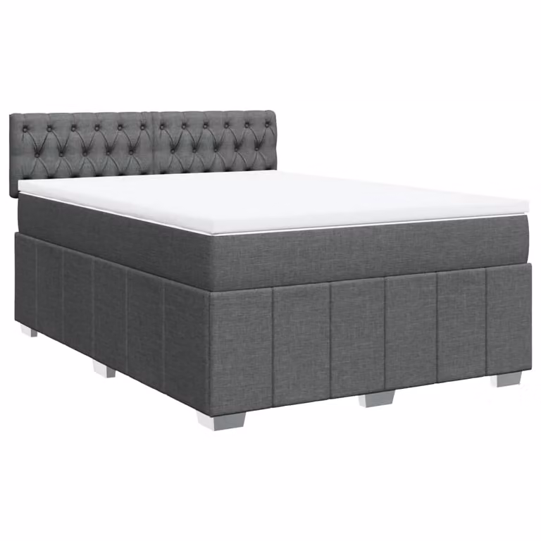 Giroletto a Molle con Materasso Grigio Scuro 140x190 cm Tessuto