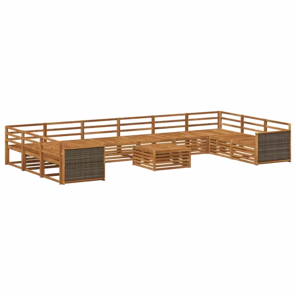 Set di 11 divani vidaXL in legno di acacia massello marrone per giardino e terrazza – 2