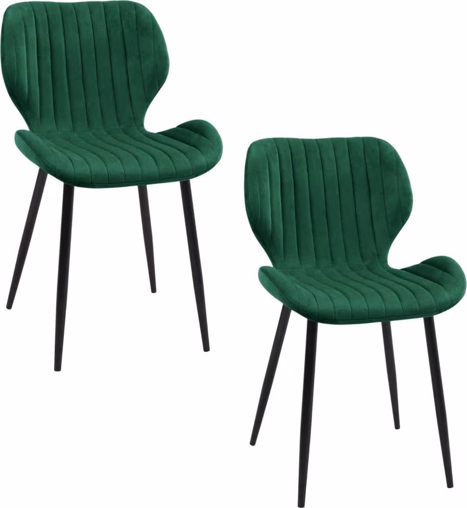 Set di 2 sedie da pranzo imbottite BERGA - verde bottiglia / nero