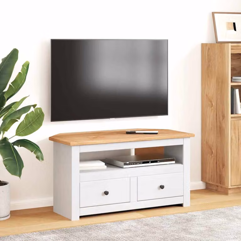 vidaXL Mobile Porta TV Angolare in Pino Bianco Moderno H 93 x L 49 x P 49 cm