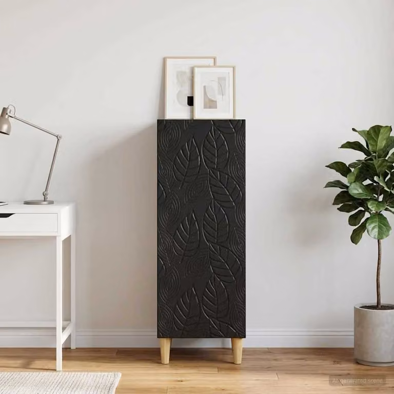 Credenza moderna vidaXL in legno ingegnerizzato nero L: 33 cm, P: 34,5 cm, H: 90 cm
