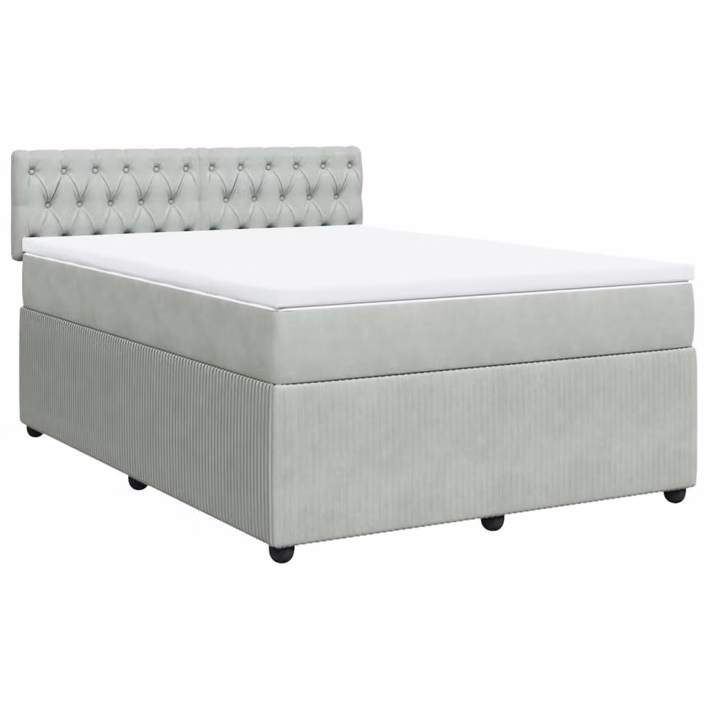Giroletto a Molle con Materasso Grigio Chiaro 140x190cm Velluto