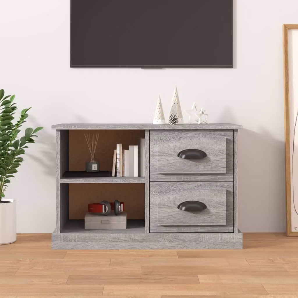 Mobile TV vidaXL Grigio Sonoma in Legno Multistrato e MDF, L 73 cm x P 35,5 cm x H 47,5 cm