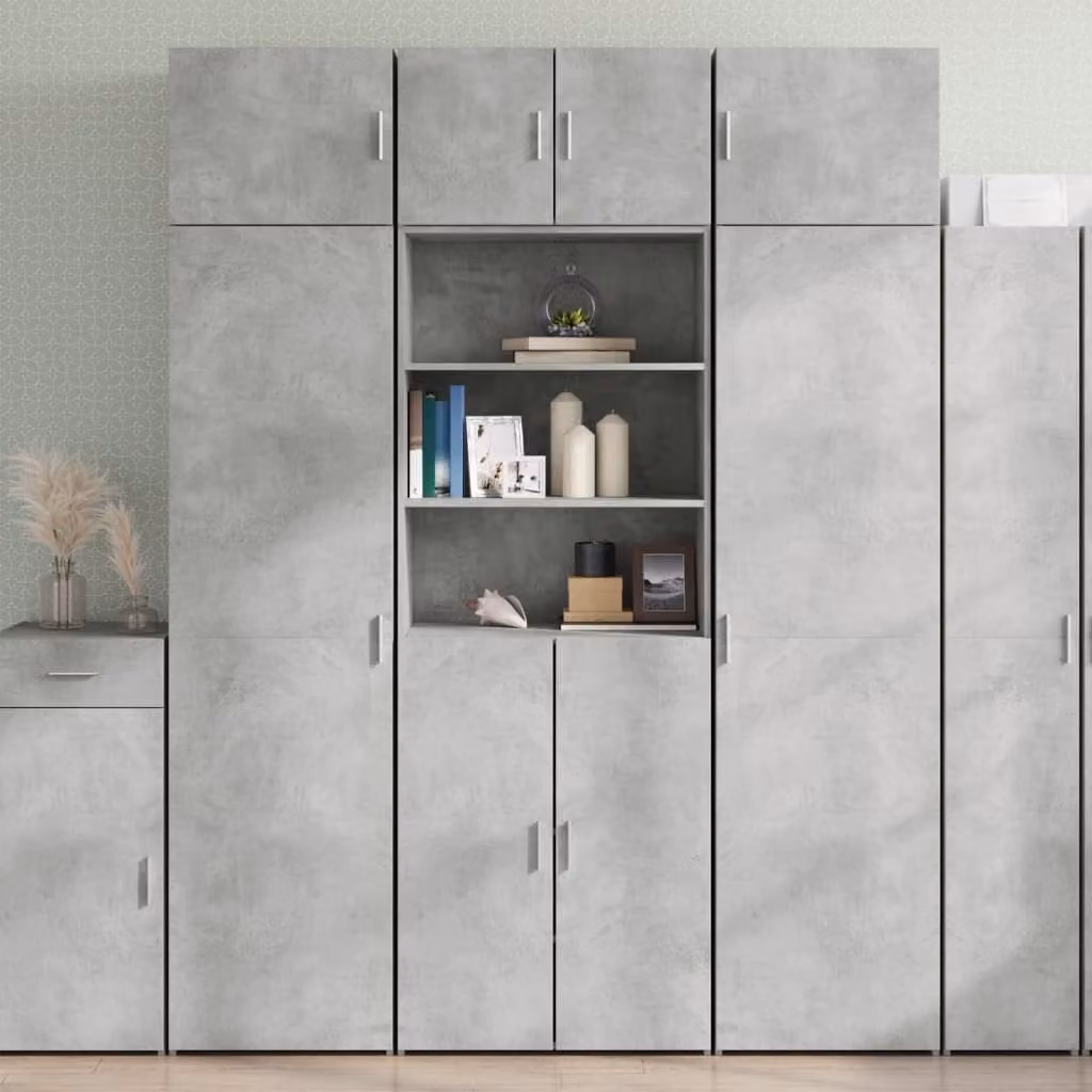 Armadietto vidaXL Grigio Cemento con Ante a Battente e Ripiani Interni, L: 70 cm, P: 42,5 cm, H: 225 cm