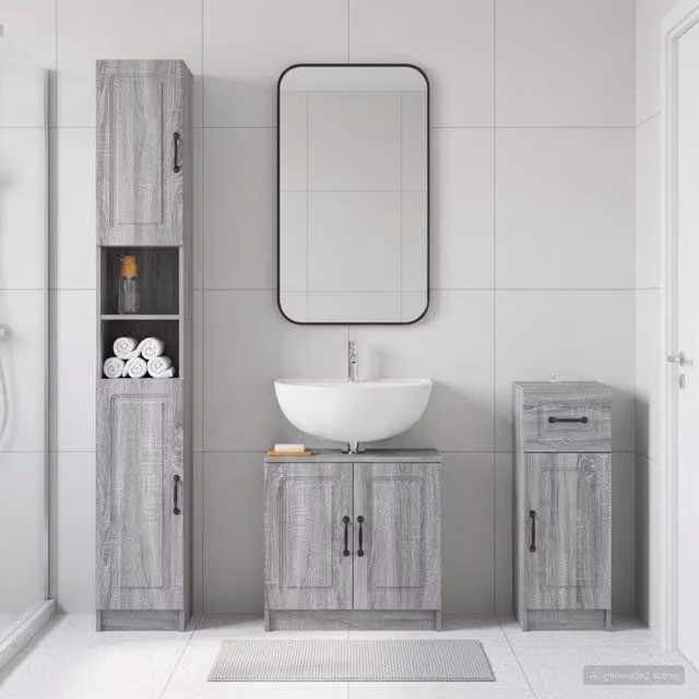 Set di armadietti da bagno in 3 pezzi UTRECHT Sonoma grigio 3417897