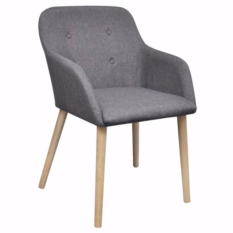 vidaXL Sedie da pranzo 6 pz. Tessuto grigio chiaro e legno massiccio di quercia