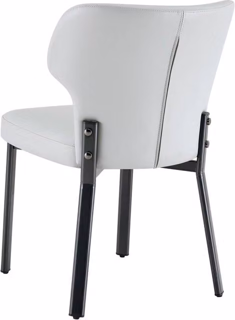 Set di 2 Sedie da Pranzo con Rivestimento in PU e Struttura in Metallo Nero, Seduta Imbottita