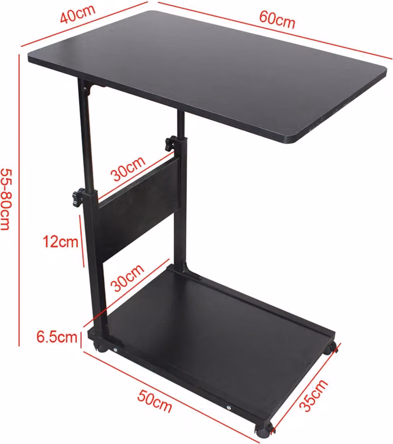 Tavolino mobile - Tavolino da salotto/comodino - Con rotelle - Rettangolare - Metallo - Minimalista moderno - Richiede assemblaggio - Nero