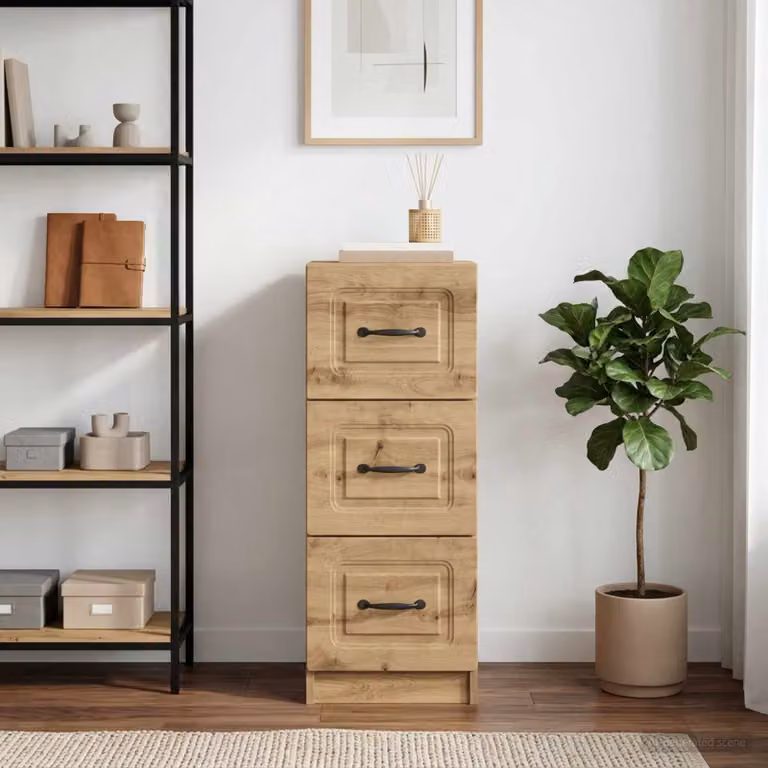 Carrello mobile con cassetti vidaXL in legno ingegnerizzato e metallo, marrone, L/P/H: 33 x 34,5 x 87 cm