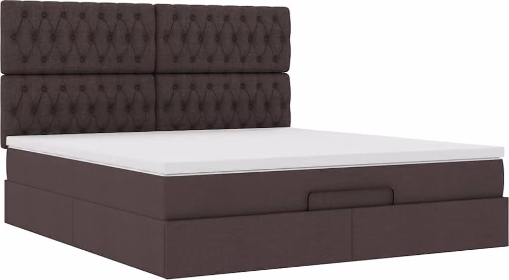 Ottomana con materasso in tessuto marrone scuro 180x200 cm