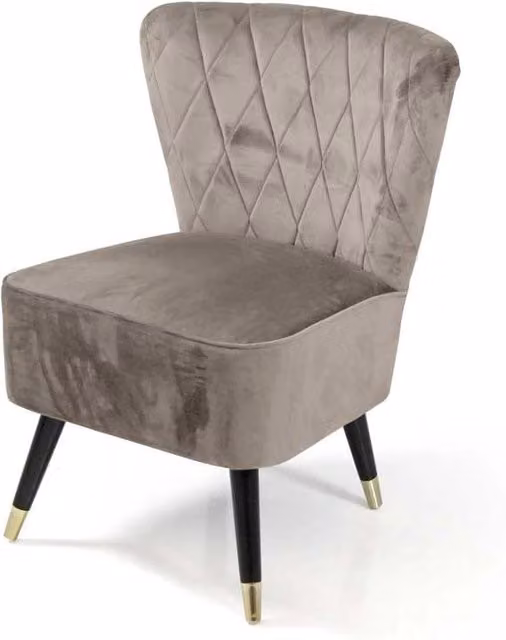 POLTRONA IN VELLUTO CON GAMBE NERE 63,5 X 66 X 84 CM COLORE TORTORA