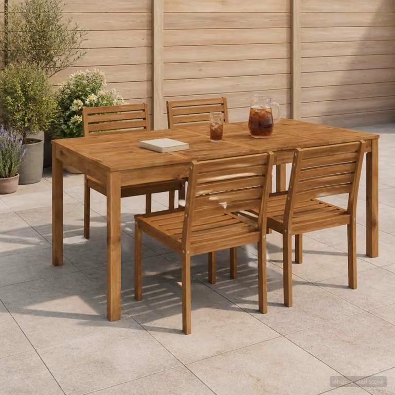 vidaXL Tavolo da giardino rettangolare in legno di acacia marrone L: 180 cm, P: 88,5 cm, H: 75 cm