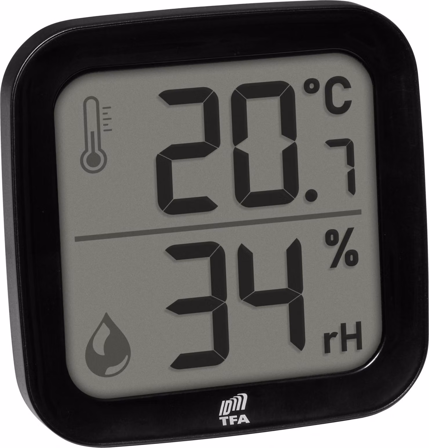 TFA.me Trasmettitore termoigrometrico ID-A0 INDOOR TFA 30.3908 Ampio display Temperatura Umidità dell'aria : Nero : Senza batterie