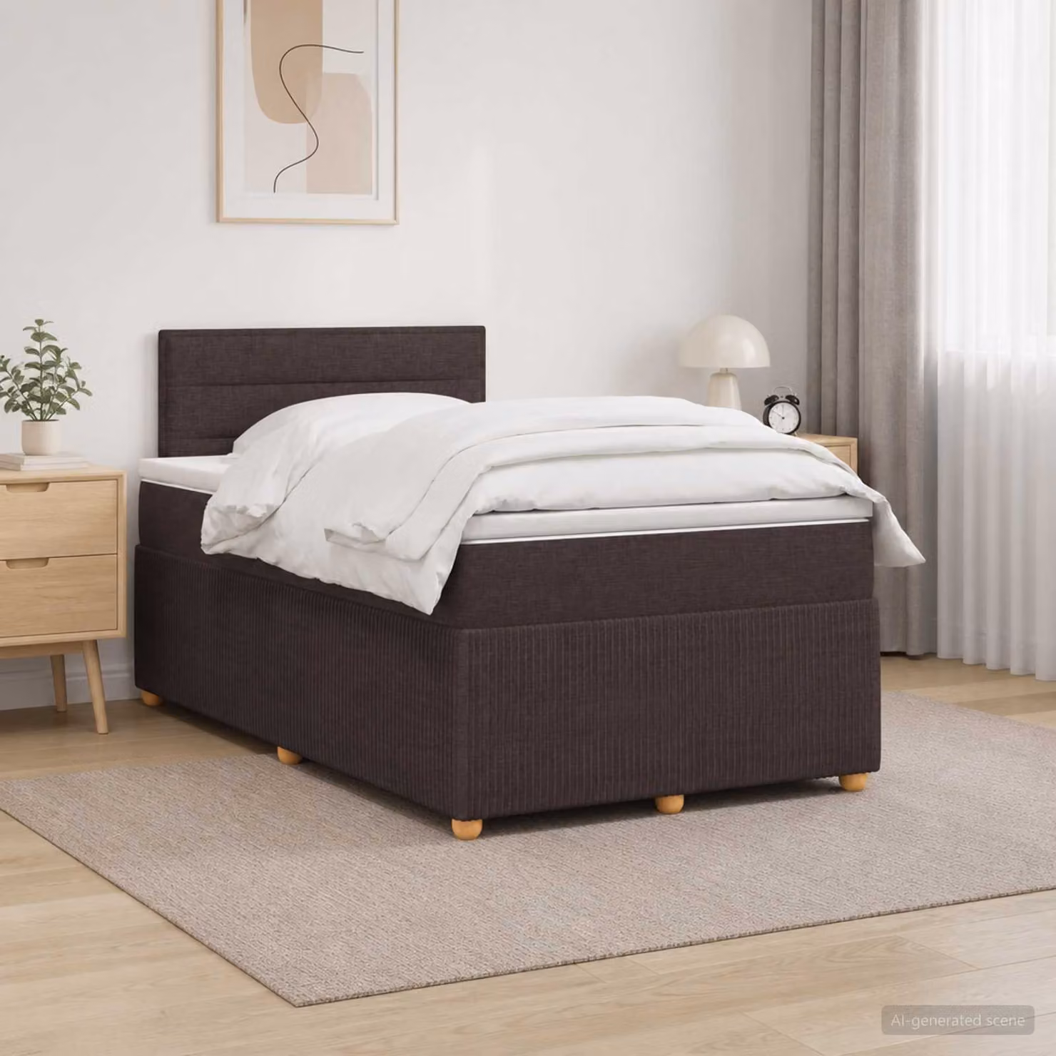 vidaXL Letto box spring con materasso Marrone Scuro 120 x 200 cm