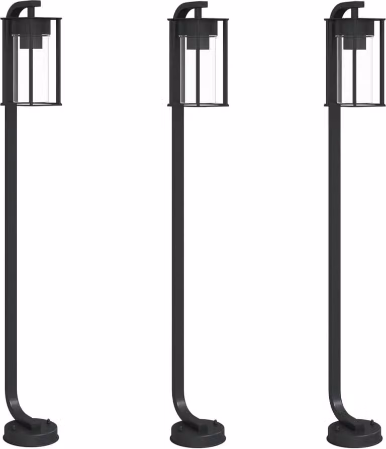Lampade da Terra per Esterni 3 pz Nere 100 cm in Acciaio Inox