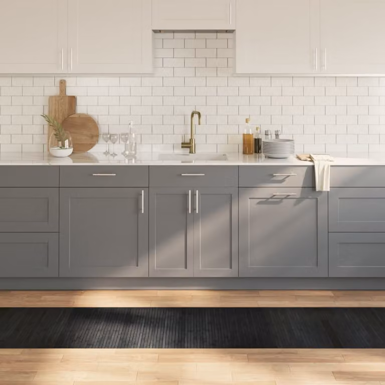 Tappeto rettangolare moderno vidaXL in bambù e polipropilene grigio, L: 60 cm, P: 300 cm