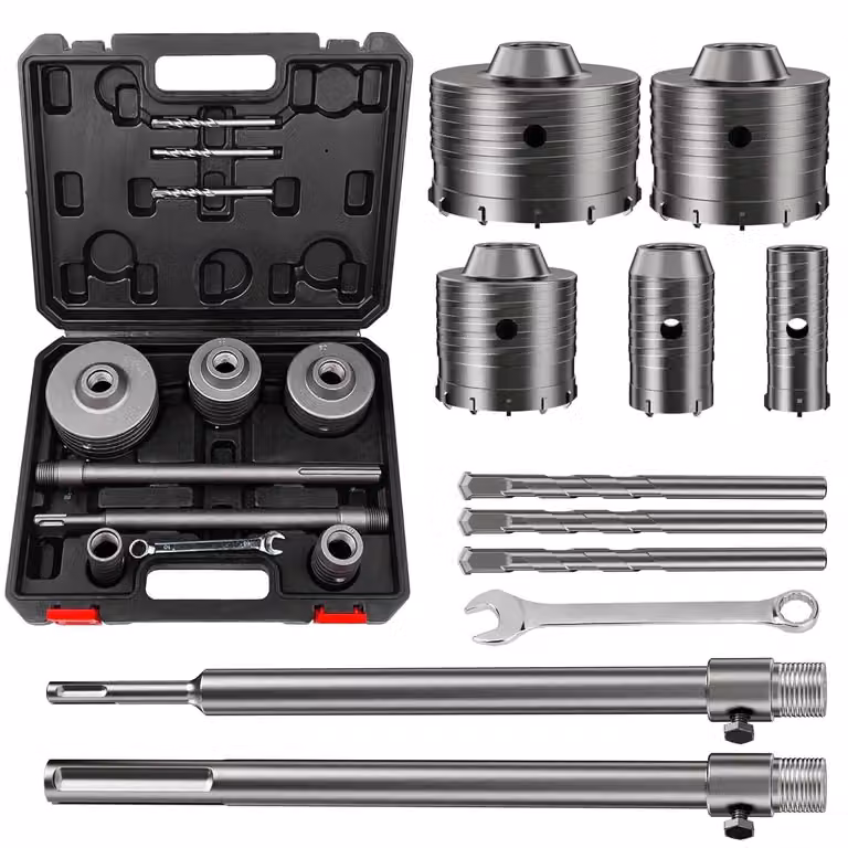 Set di punte da trapano a tazza, in acciaio e carburo di tungsteno, da 30 a 100 mm, per cemento e muratura