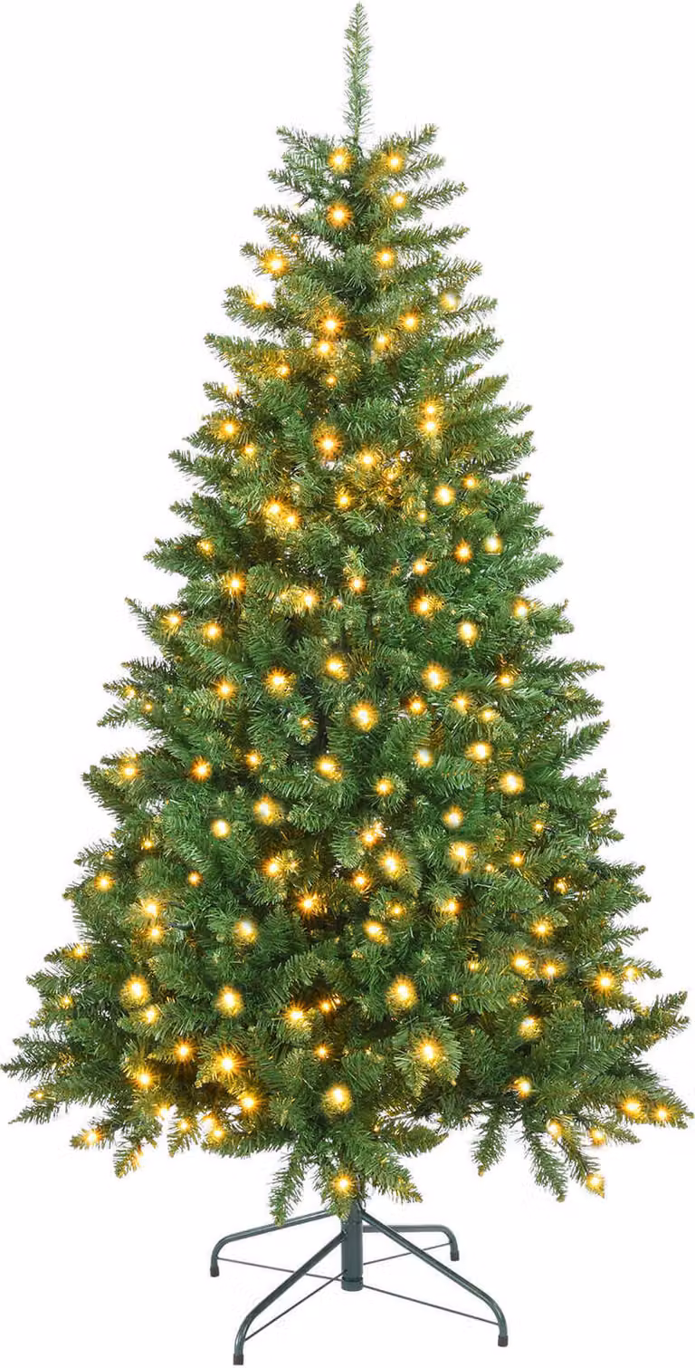 Albero di Natale Rebecca Mobili 180 cm con 300 luci LED in PVC, verde