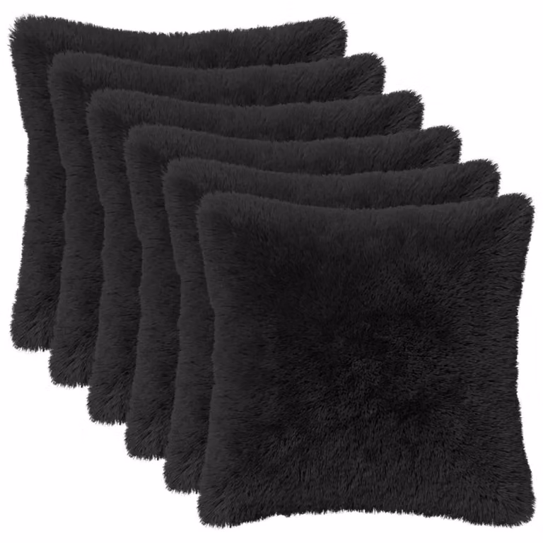 Set di 12 cuscini quadrati HEERLEN vidaXL in pile nero, L/P/H: 50 x 50 x 50 cm