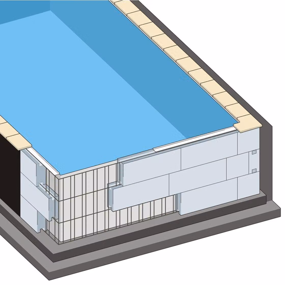 Set TrendStone Premium | Piscina rettangolare 600 x 300 x 150 cm | Bianco | Scala Smart a sinistra