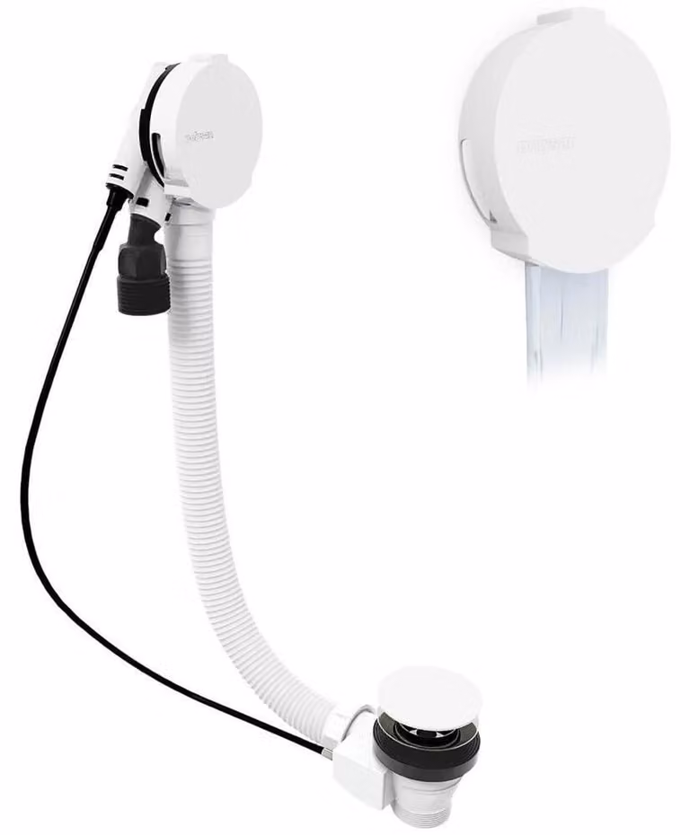 Set di scarico con ingresso, bianco, lunghezza 600 mm, tappo 72 mm