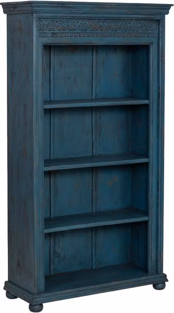 Libreria vintage Wanderlust Deco in legno e metallo blu petrolio e oro L: 100 cm, P: 40 cm, H: 180 cm – 1
