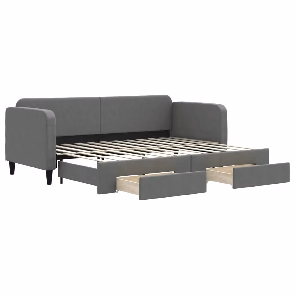 Divano Letto Estraibile con Cassetti vidaXL in Tessuto Grigio per Soggiorno e Camera da Letto L/P/H: 223 x 80 x 75 cm – 2