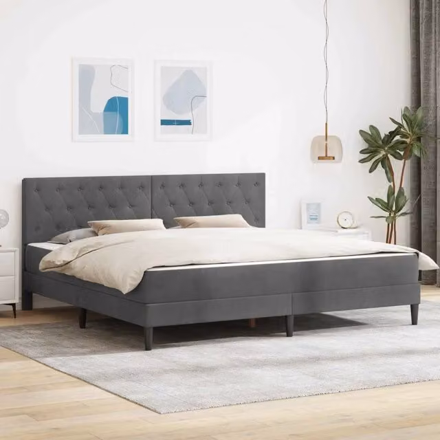 Struttura letto con materasso Grigio Scuro 180 x 200 cm Velluto 3415260