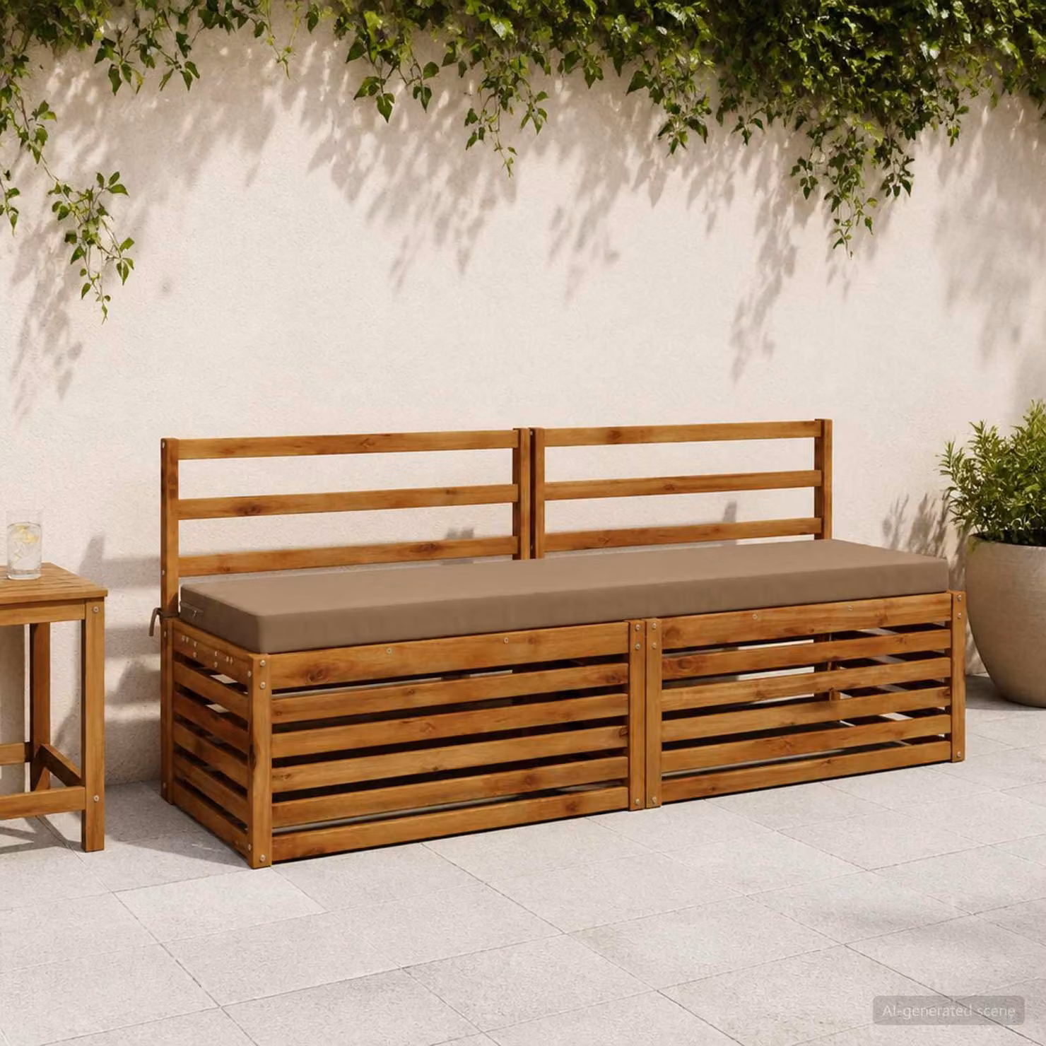Cuscino per panchina vidaXL SOEST in poliestere beige con rivestimento rimovibile e resistente ai raggi UV