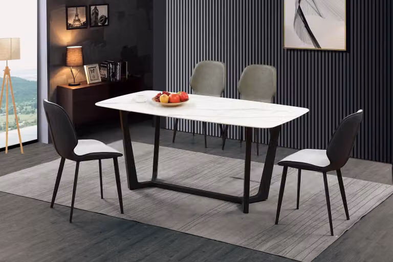 Säulen Tisch Luxus Tische Esszimmer Möbel Komplette Garnitur 5 tlg. Set Gruppe