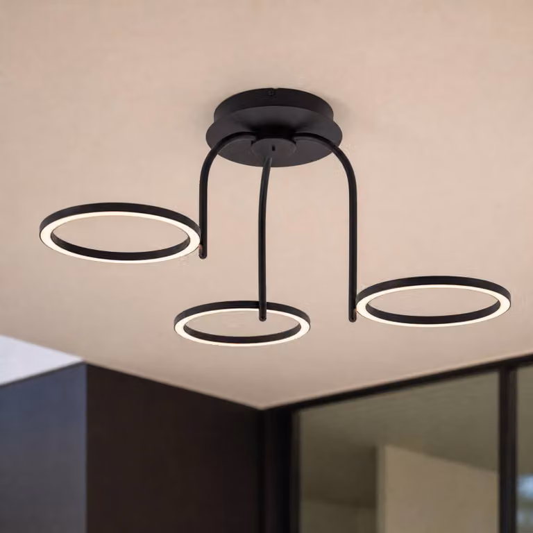 Plafoniera LED da esterni Lucande Sylvara, nera, CCT, a 3 luci Sylvara Lucande, dimmerabile, Nero, Metallo, Design, Plafoniera