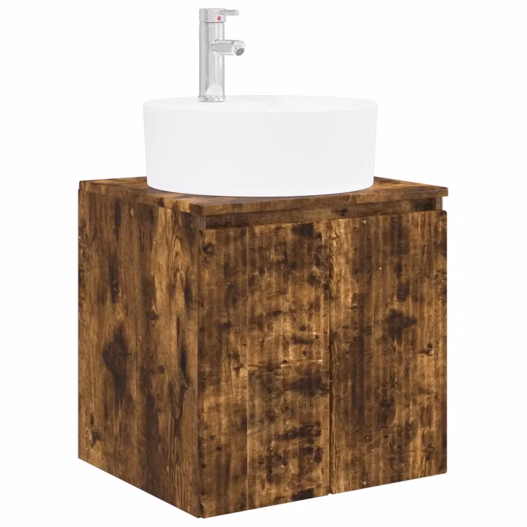 Mobile Lavabo da Parete Moderno vidaXL in Rovere Fumo Marrone L: 49,5 cm, P: 44,5 cm, H: 65 cm – 2