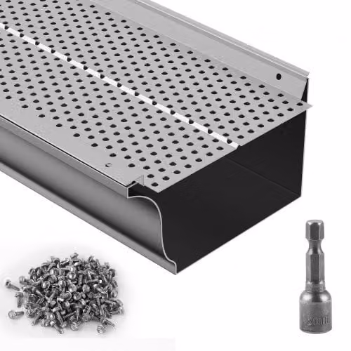 VEVOR Protezione per Grondaia in Alluminio Argento con Filtro per Foglie, Set da 52 Pezzi, Larghezza: 15,2 cm