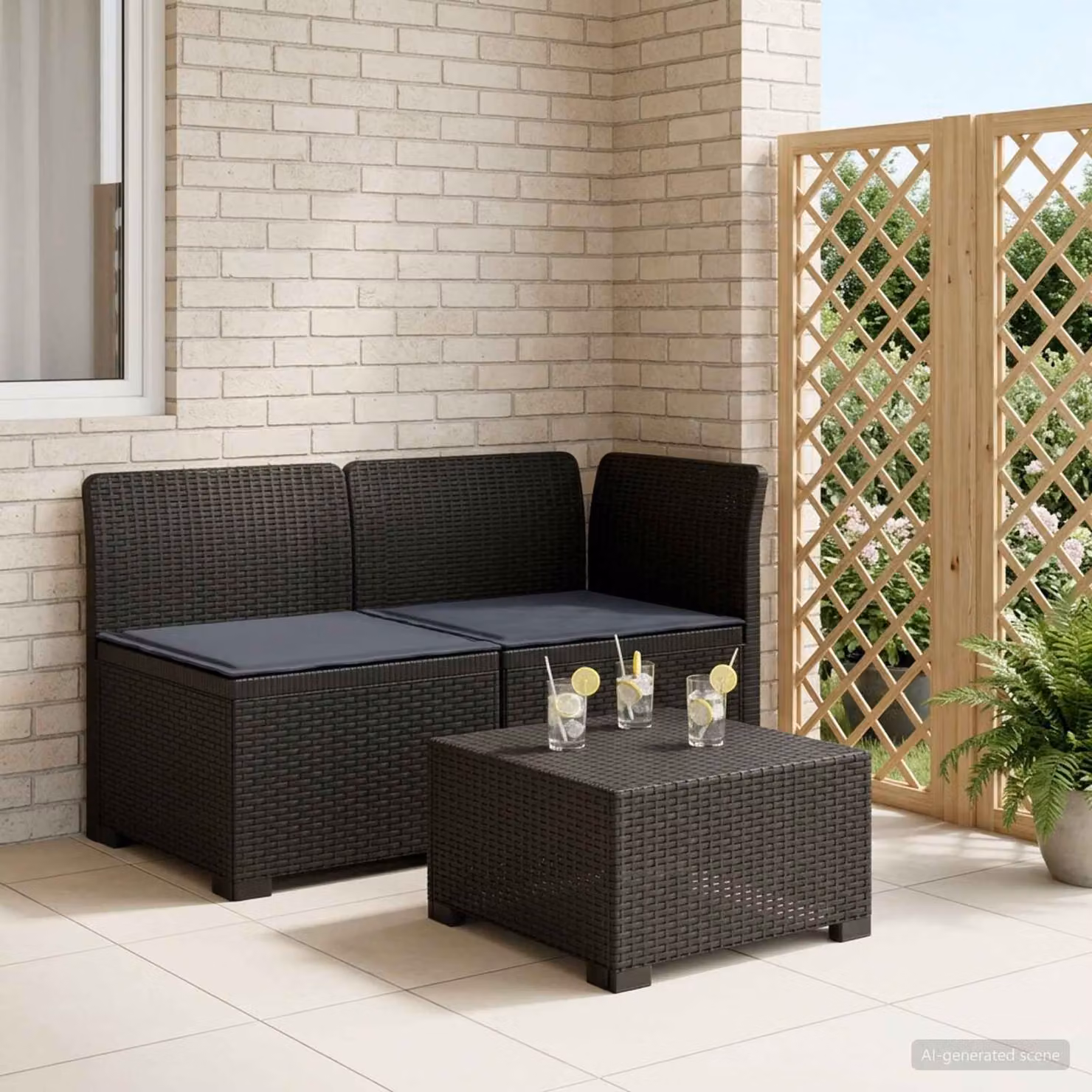 vidaXL Divano da Giardino a 2 Posti con Cuscini in Effetto Rattan Grigio Antracite