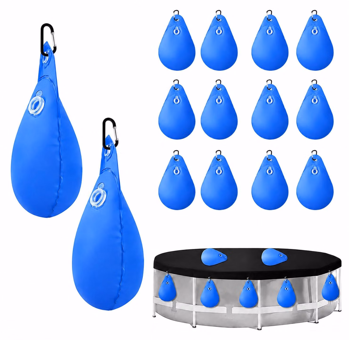 Pesi per coperture di piscine, confezione da 12 pezzi, sacchetto per l'acqua della piscina per la protezione invernale