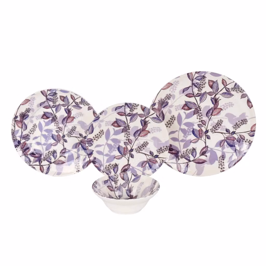 Servizio Piatti Nirifati in Ceramica per 24 Persone, Colore Bianco Crema e Beige – 2