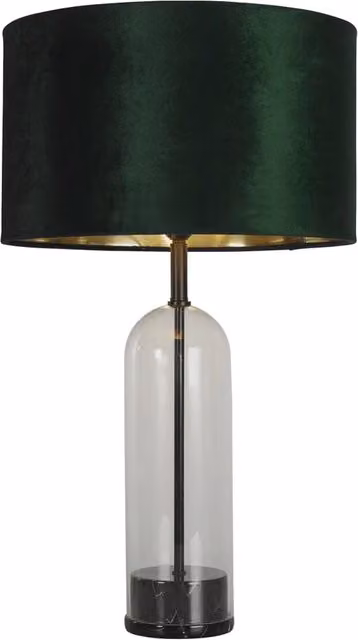Lampada da scrivania Searchlight Oxford in metallo, vetro e tessuto verde e oro con attacco E27 – 1