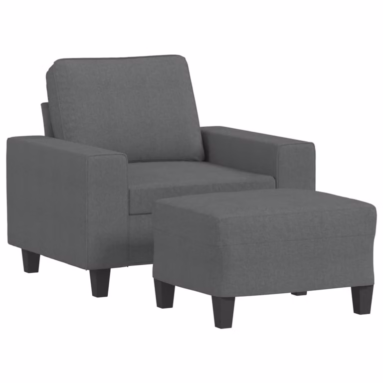 Poltrona con Poggiapiedi Grigio Scuro 60 cm in Tessuto