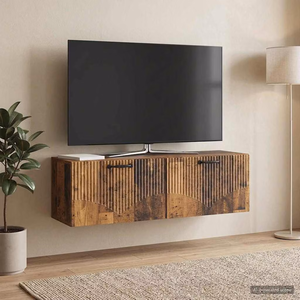 vidaXL Mobile Porta TV da Muro in Legno Antico Marrone L 98 x P 31 x H 30 cm