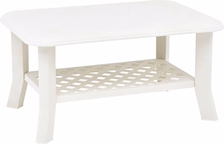 The Living Store Tavolino bianco 90 x 60 x 46 cm in plastica
