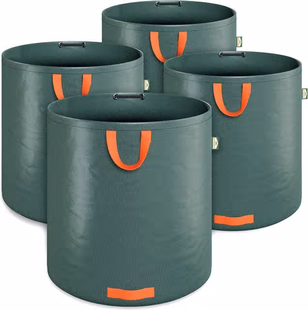 Set di 4 sacchi da giardino Gardebruk in plastica da 500L, verde e arancione