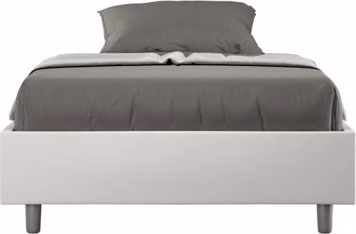 Letto Sommier imbottito Matrimoniale francese 140x200 cm Azelia - Bianco,Similpelle,Senza rete