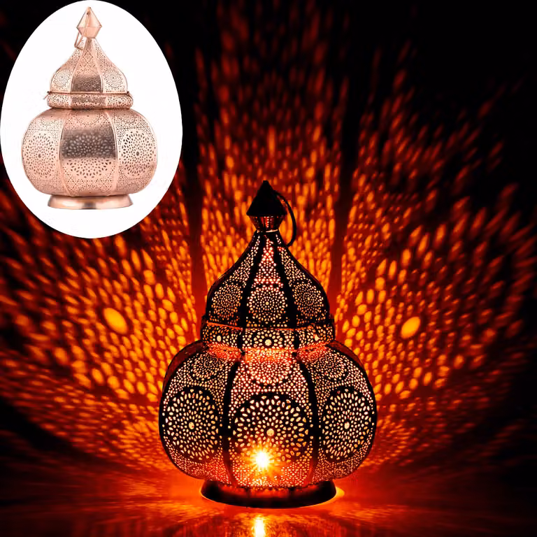 Lampada orientale a lanterna Lampada da tavolo Lamisa rame