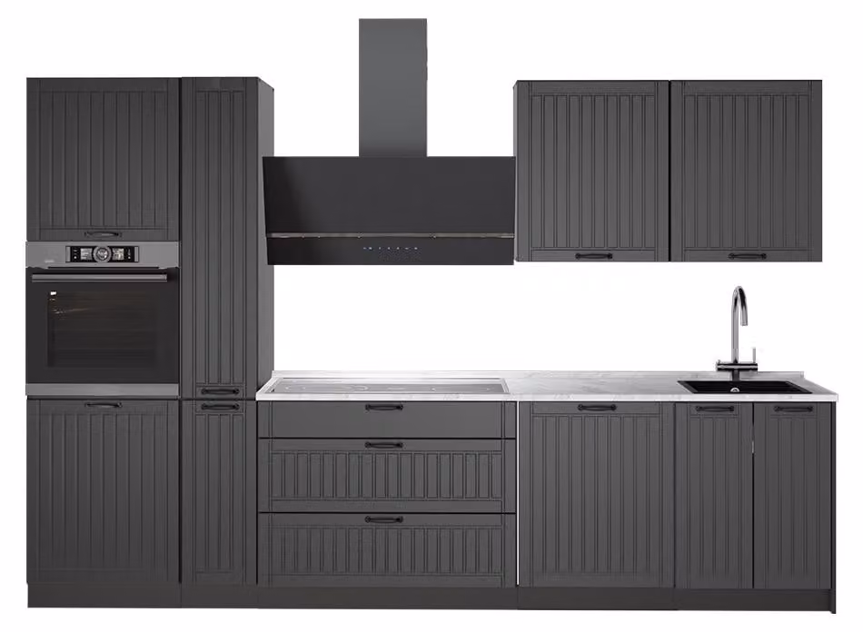 Cucina componibile Vicco Fame-Line Grigio scuro/Antracite 310 cm, PL Marmo, Model 64259