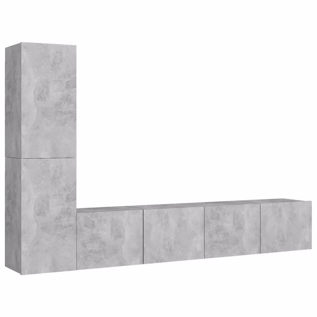 Set di mobili porta TV moderno vidaXL in legno multistrato grigio, composto da 4 pezzi da appendere a parete – 2